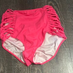 Pink High-Waisted Bikini Bottoms